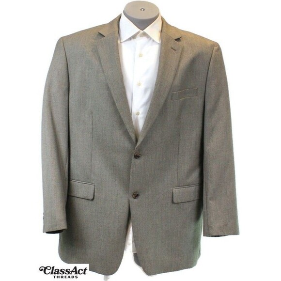 IZOD Blazer Sport Coat Suit Jacket Gray Checked Business Men's 44L - Picture 1 of 8